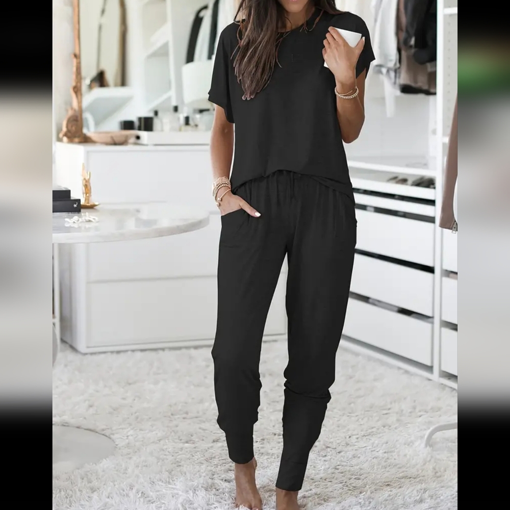 Black 2 Piece Lounge Set - Picture 2 of 6